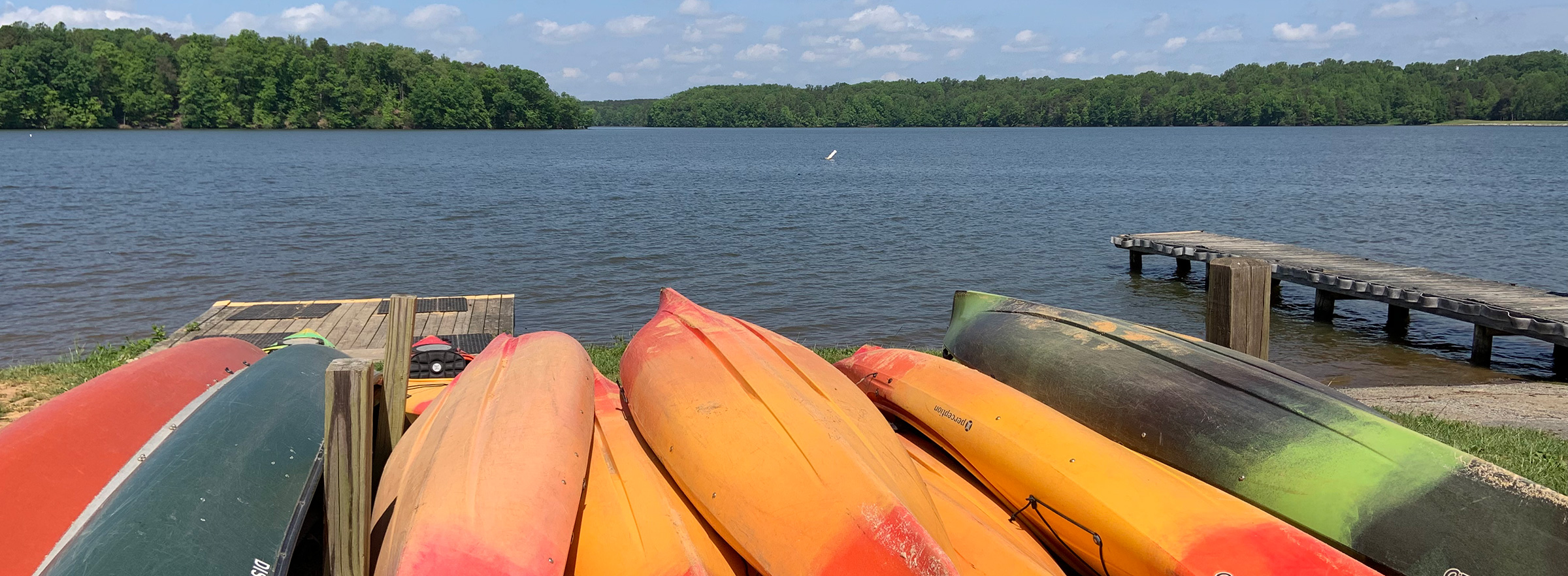 Kayaks on a lake